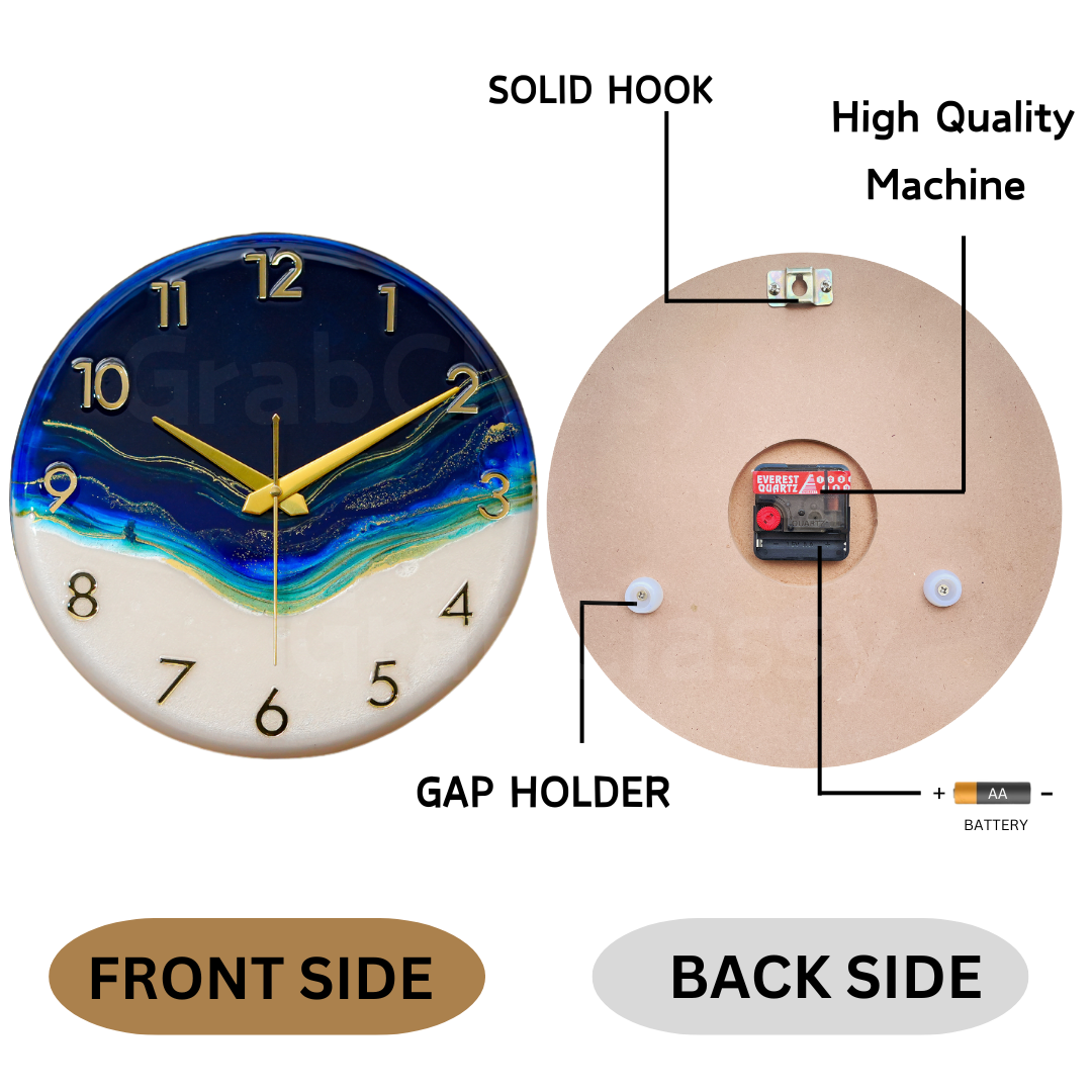 Luxury Silent Wall Clock Royal Blue 30cm