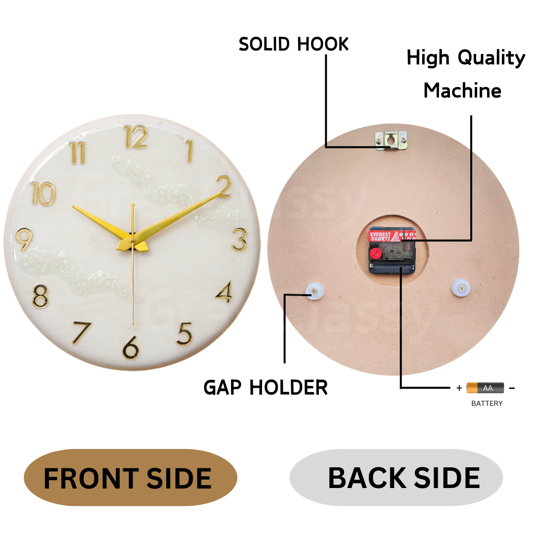 Luxury Silent Wall Clock White 30cm