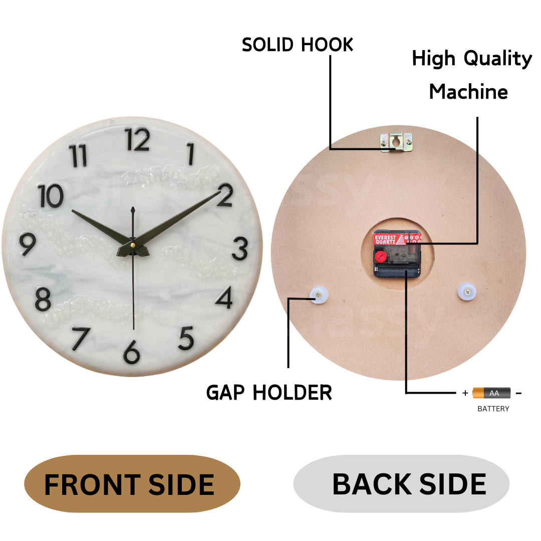 Luxury Silent Wall Clock Silver Desert 30cm