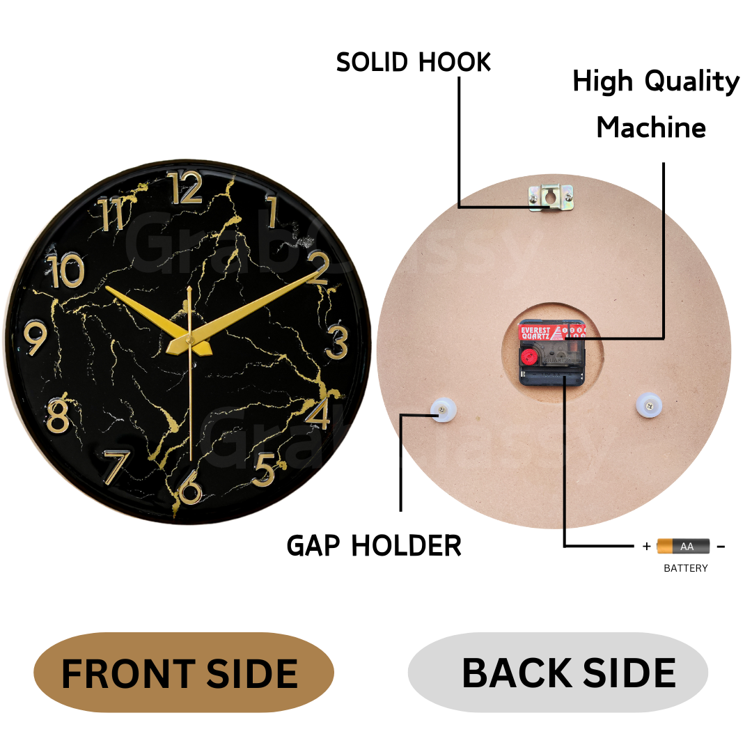 Luxury Silent Wall Clock Black Stripes 30cm