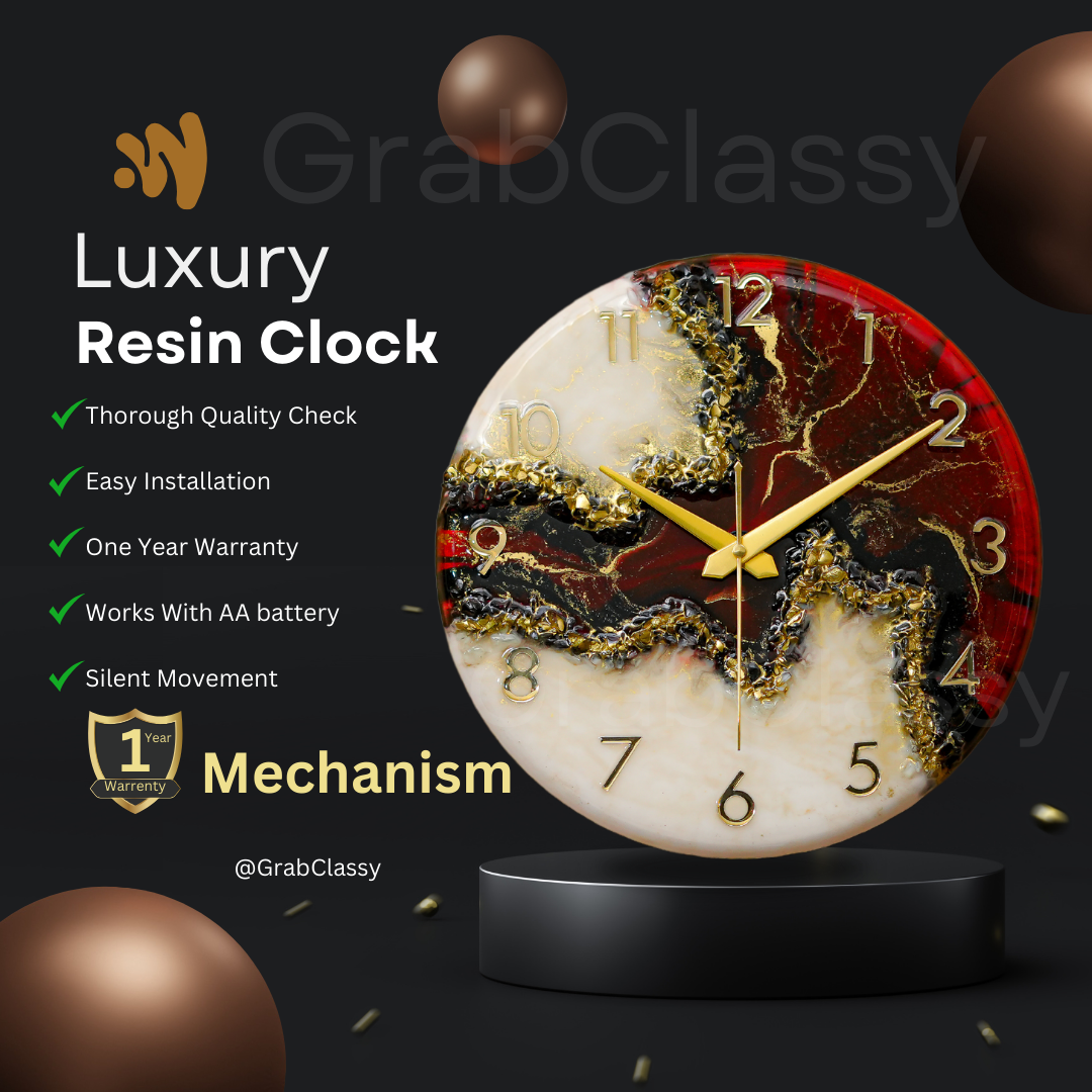 Luxury Silent Wall Clock Maroon Stunner 30cm