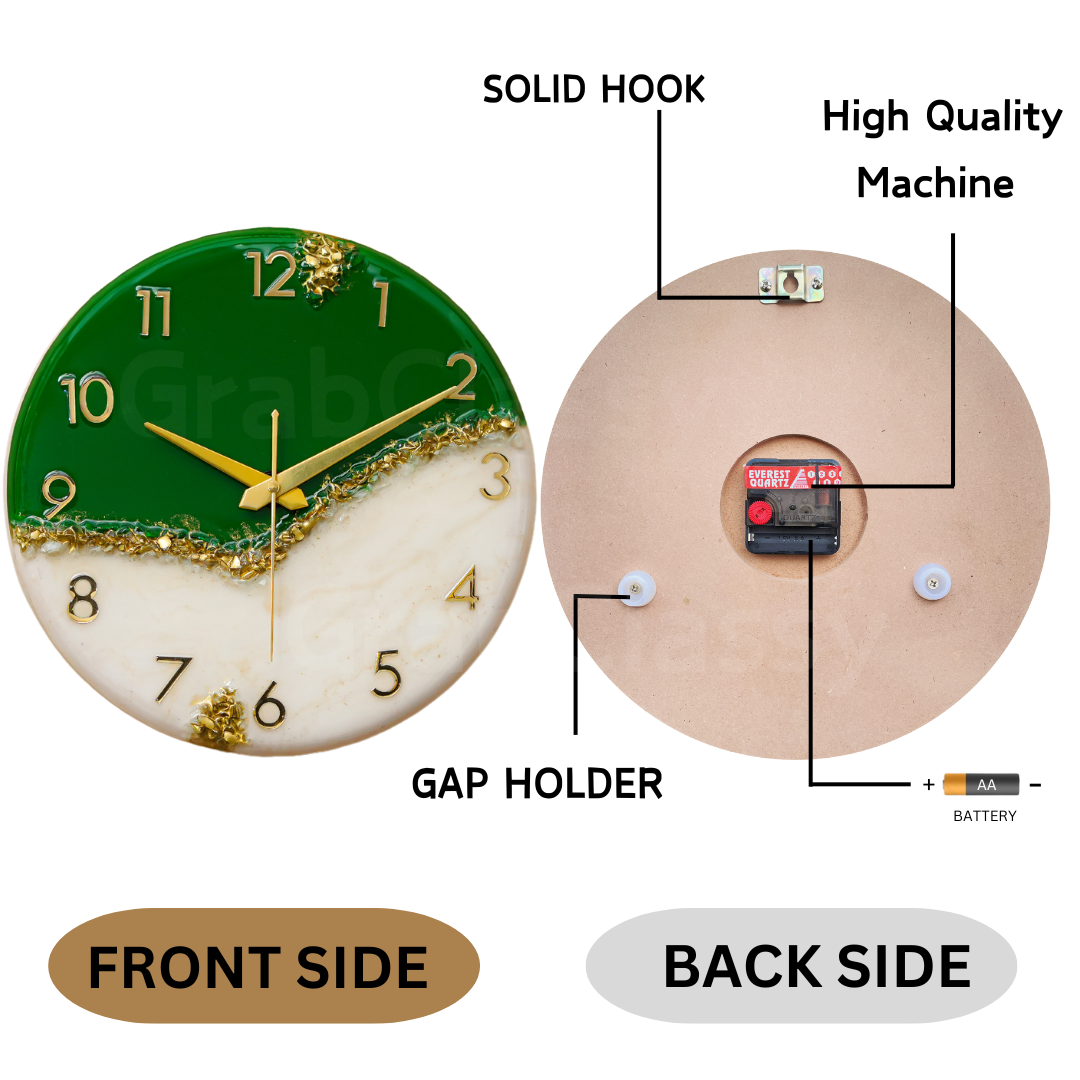 Luxury Silent Wall Clock Green peak 30cm