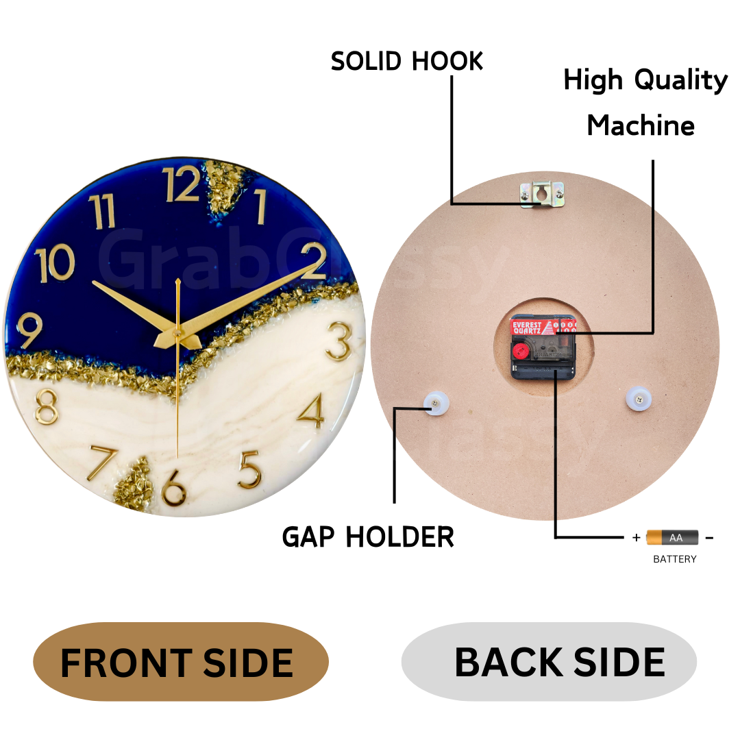 Luxury Silent Wall Clock Blue Peak 30cm