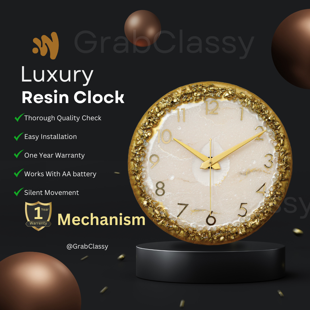 Luxury Silent Wall Clock Golden Ring 30cm
