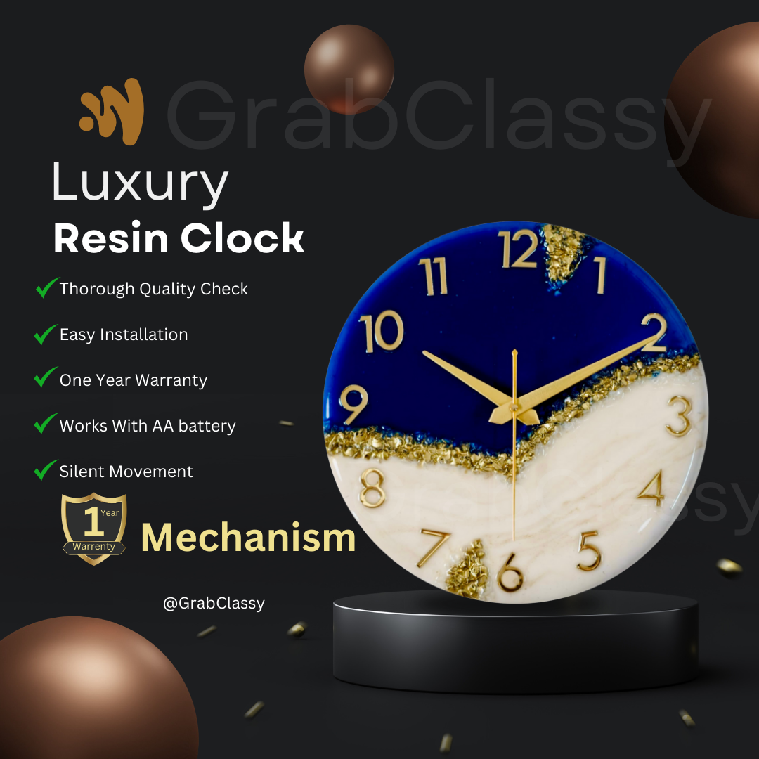 Luxury Silent Wall Clock Blue Peak 30cm