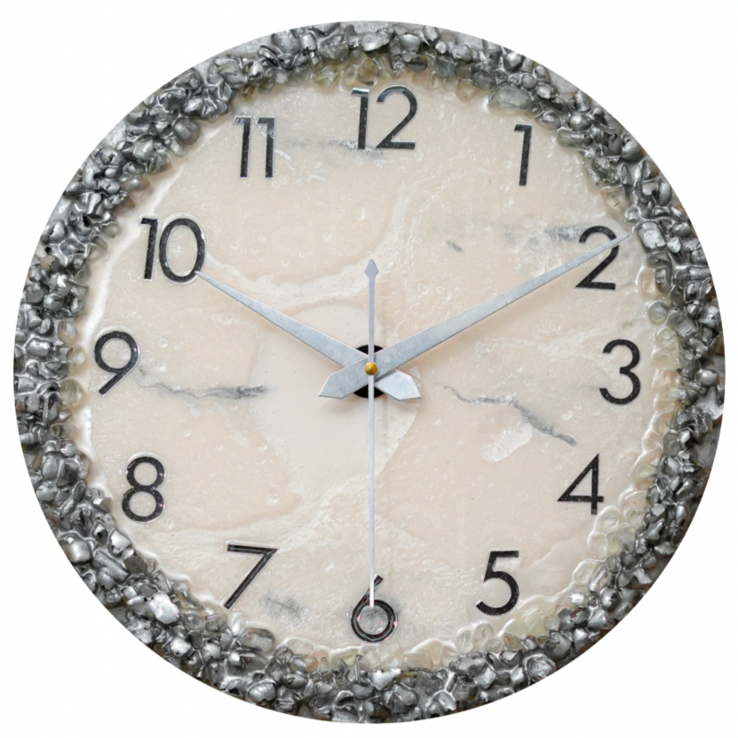 Luxury Silent Wall Clock Silver Ring 30cm