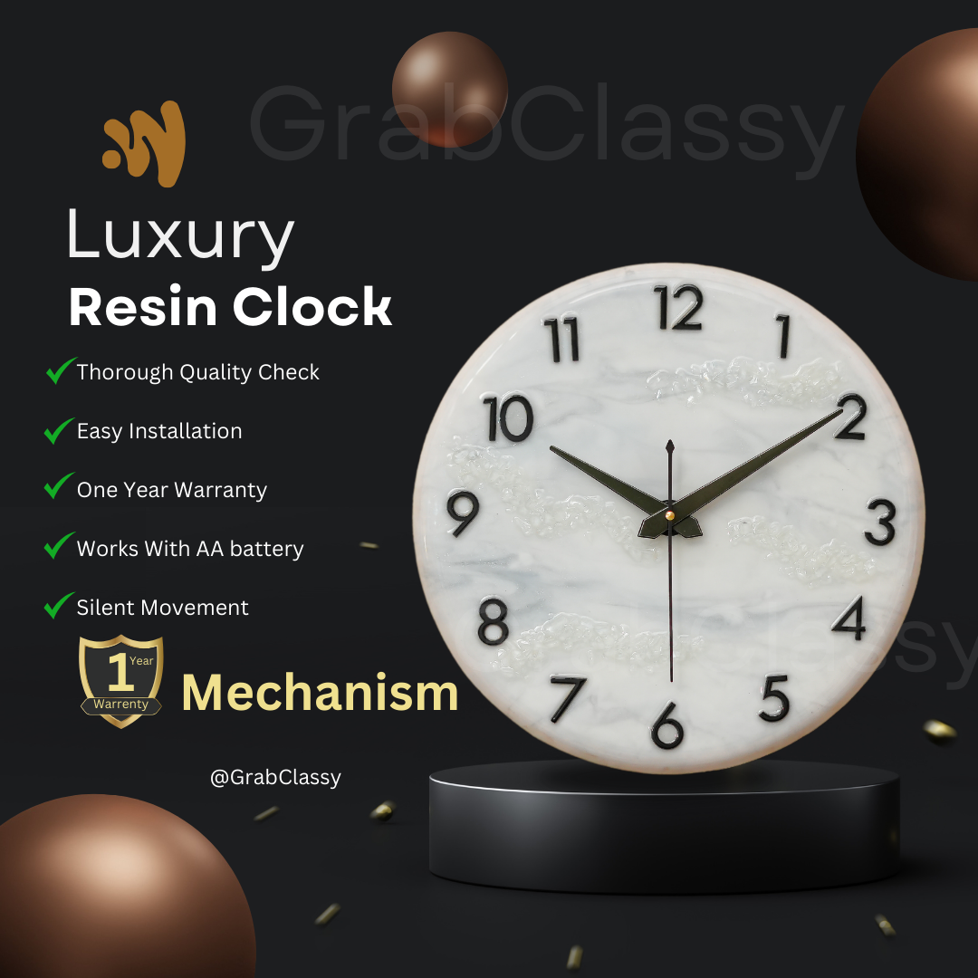Luxury Silent Wall Clock Silver Desert 30cm