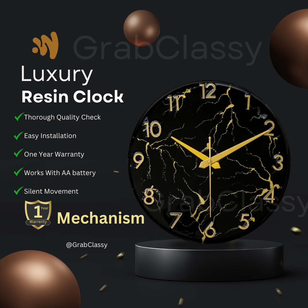 Luxury Silent Wall Clock Black Stripes 30cm