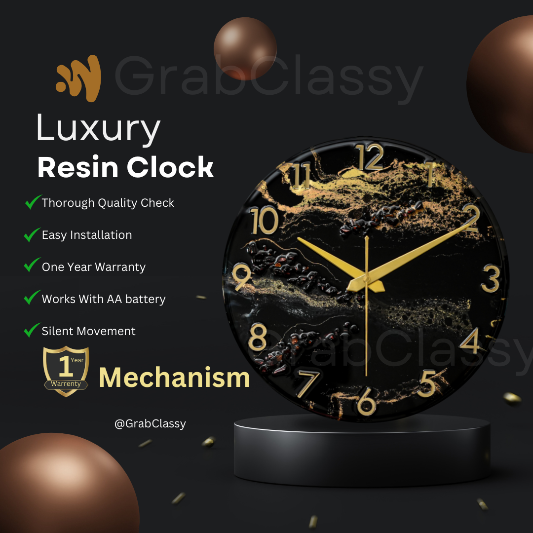 Luxury Silent Wall Clock Black Desert 30cm