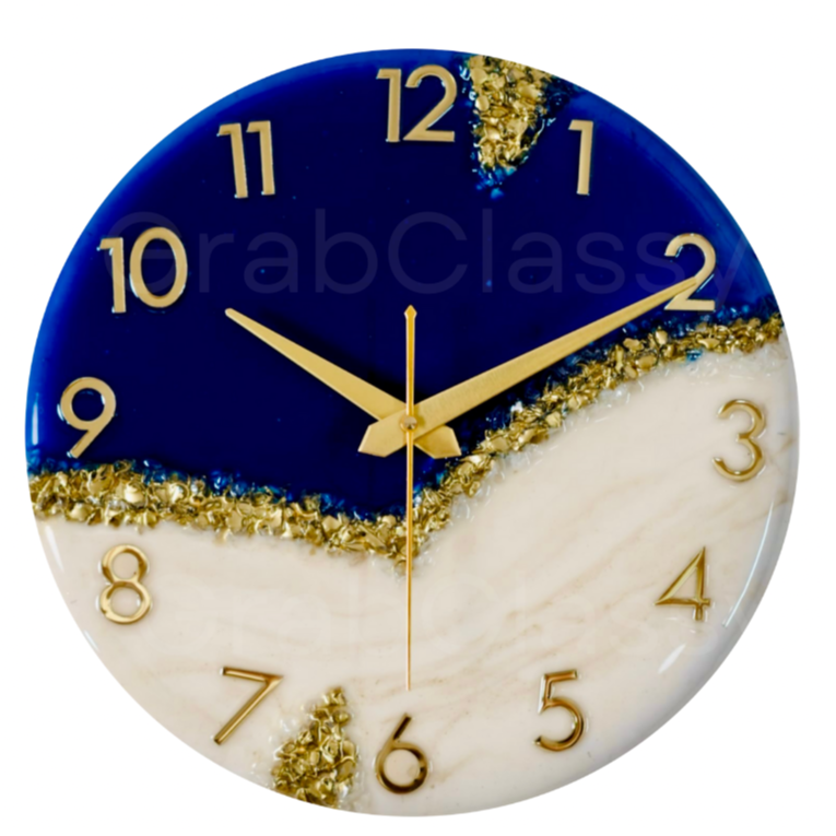 Luxury Silent Wall Clock Blue Peak 30cm