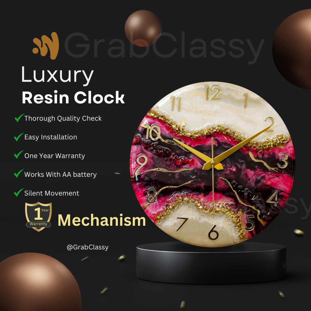 Luxury Silent Wall Clock Wine Geode 30cm