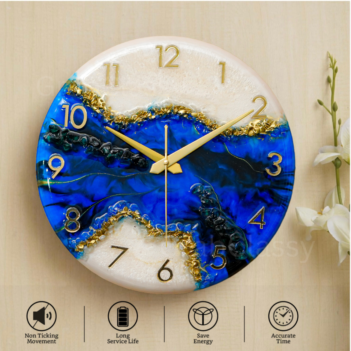 Luxury Silent Wall Clock The Gem 30cm
