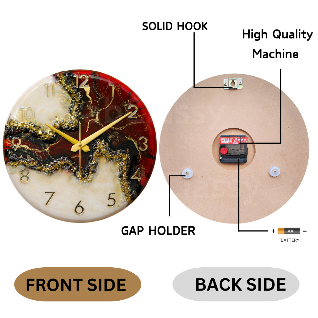 Luxury Silent Wall Clock Maroon Stunner 30cm