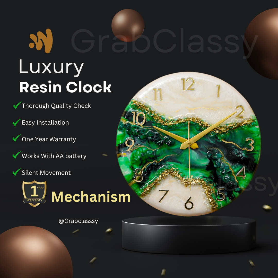 Luxury Silent Wall Clock Green Pond 30cm