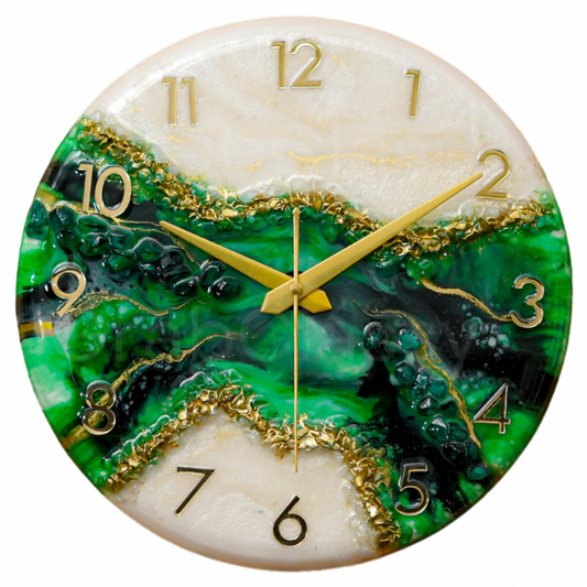 Luxury Silent Wall Clock Green Pond 30cm