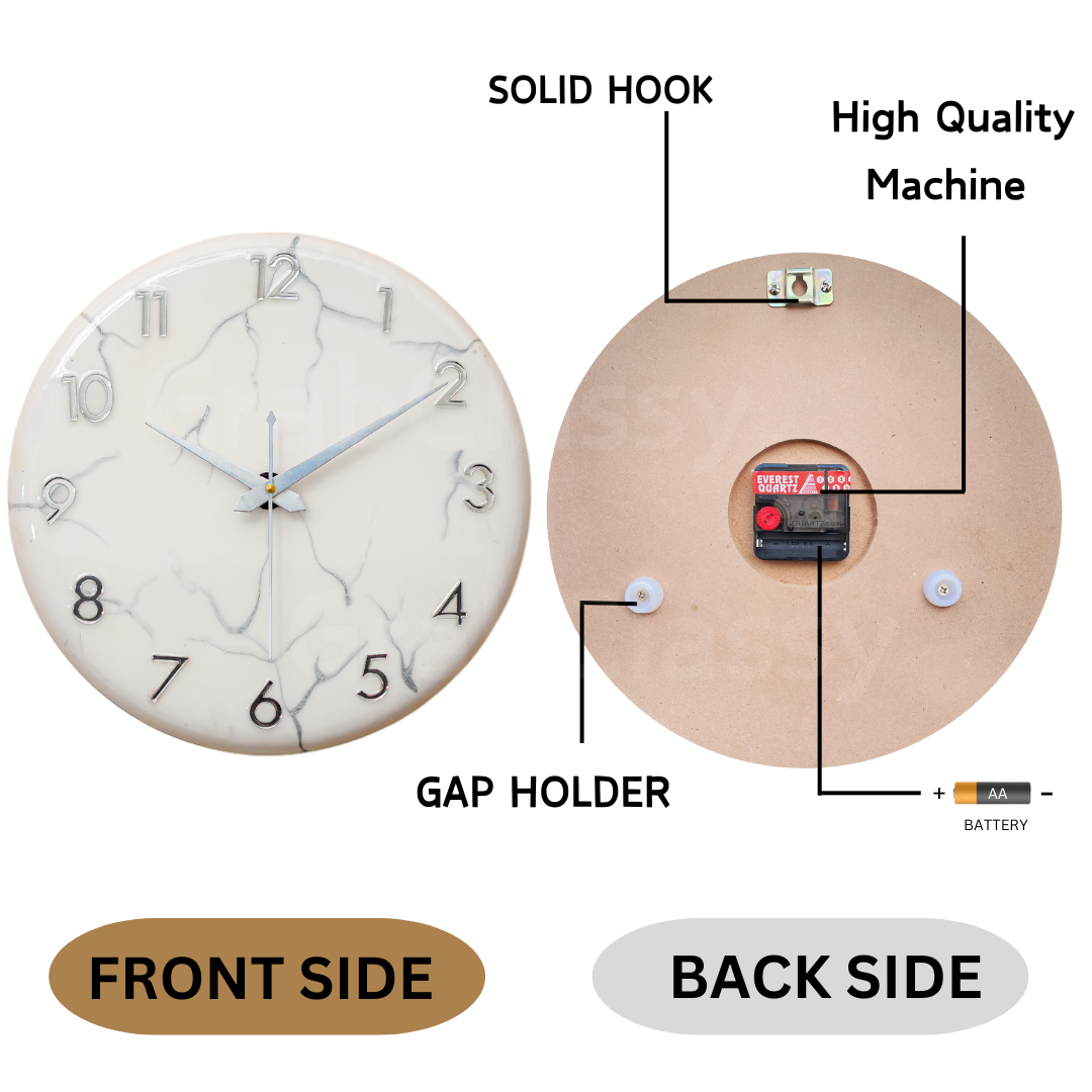 Luxury Silent Wall Clock Silver Dust 30cm