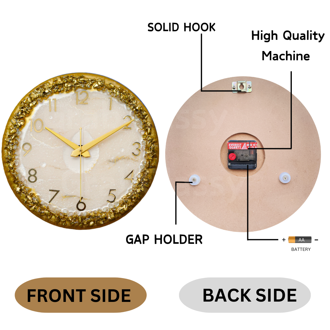 Luxury Silent Wall Clock Golden Ring 30cm