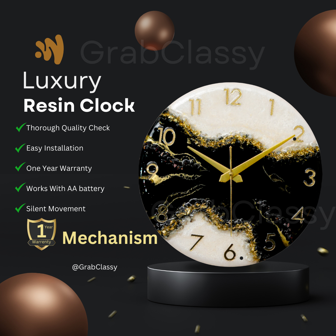 Luxury Silent Wall Clock Black Pond 30cm