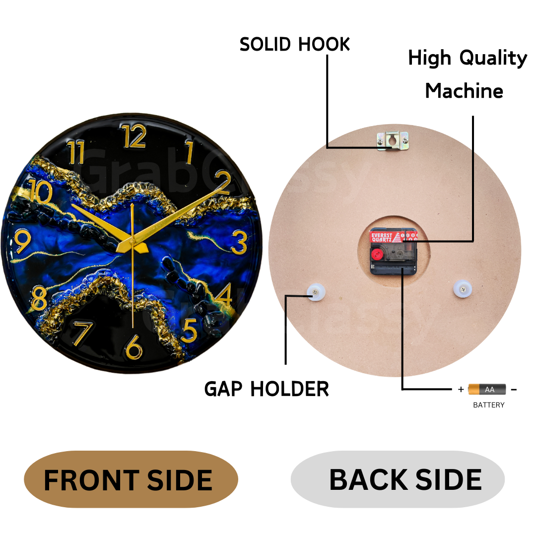 Luxury Silent Wall Clock Blue stunner 30cm
