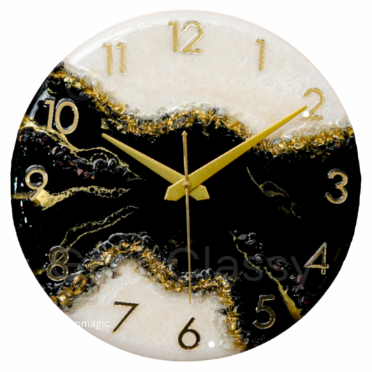 Luxury Silent Wall Clock Black Pond 30cm