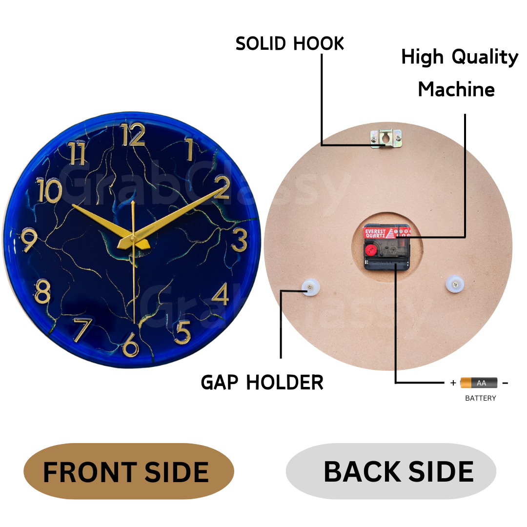 Luxury Silent Wall Clock Blue Storm 30cm