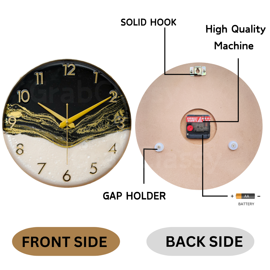 Luxury Silent Wall Clock Black White 30cm