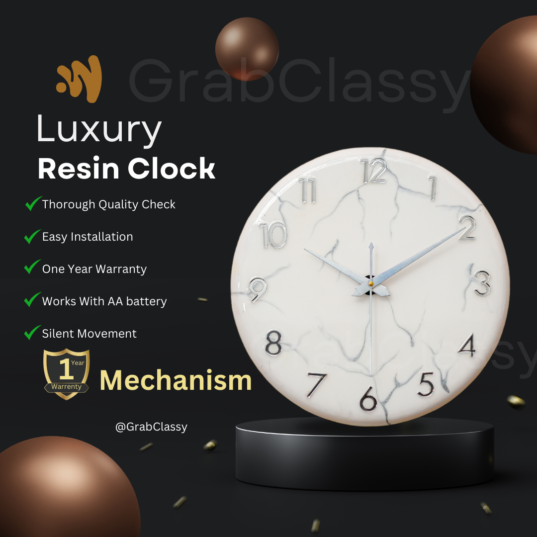 Luxury Silent Wall Clock Silver Dust 30cm