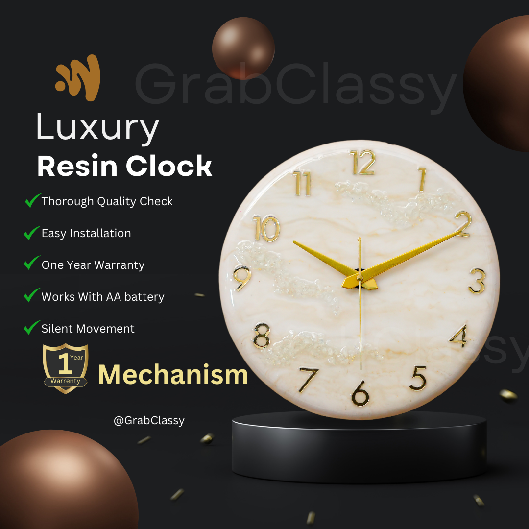 Luxury Silent Wall Clock Golden 30cm