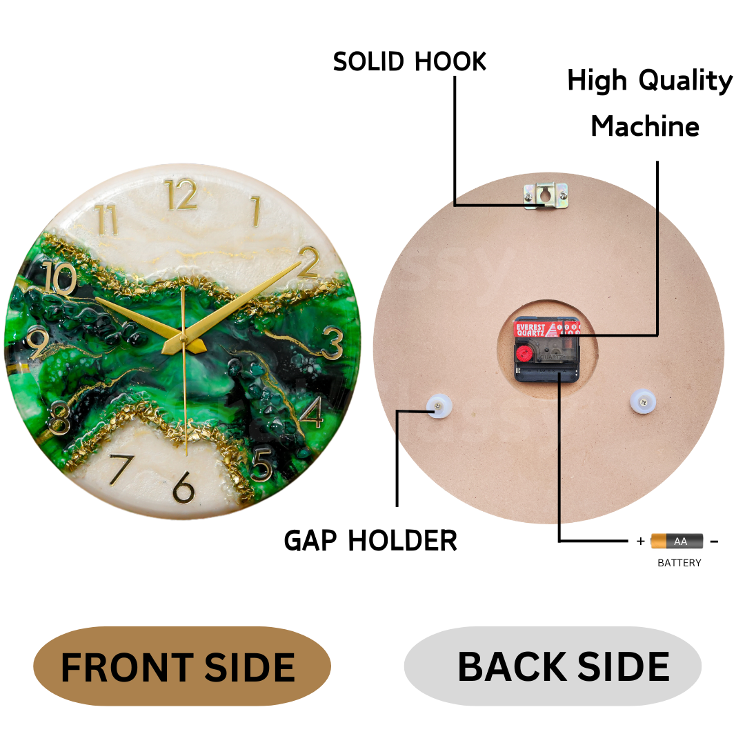 Luxury Silent Wall Clock Green Pond 30cm