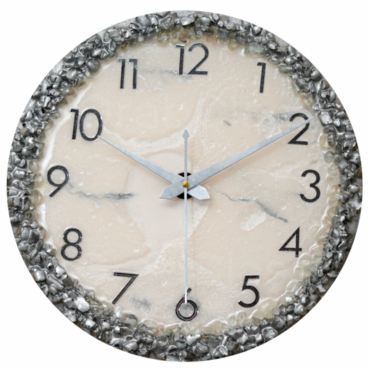 Luxury Silent Wall Clock Silver Ring 30cm