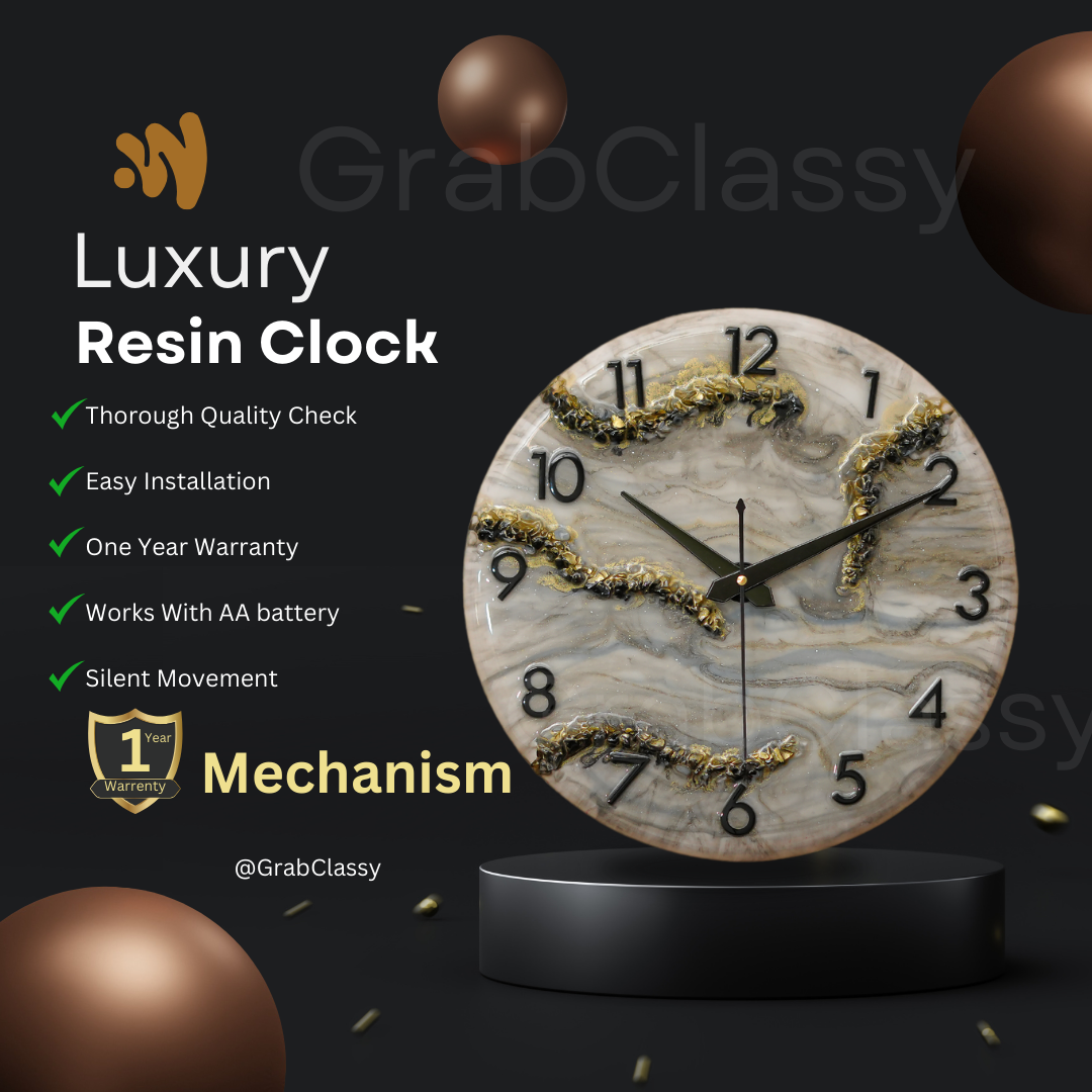 Luxury Silent Wall Clock Black & White 30cm