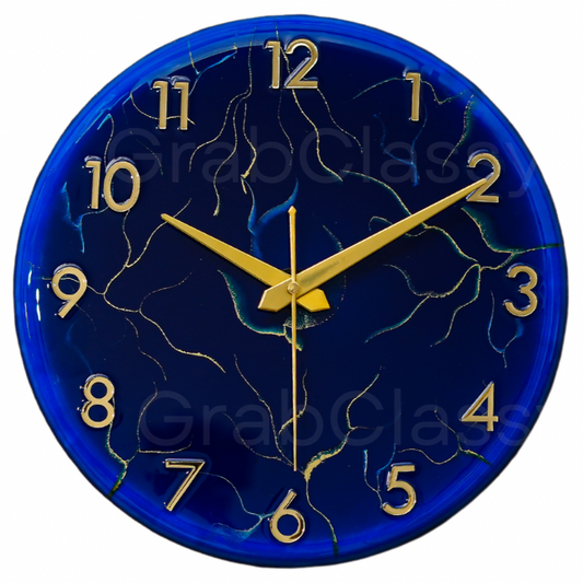 Luxury Silent Wall Clock Blue Storm 30cm