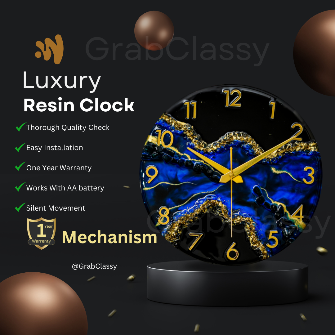 Luxury Silent Wall Clock Blue stunner 30cm