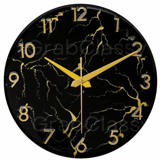 Luxury Silent Wall Clock Black Stripes 30cm