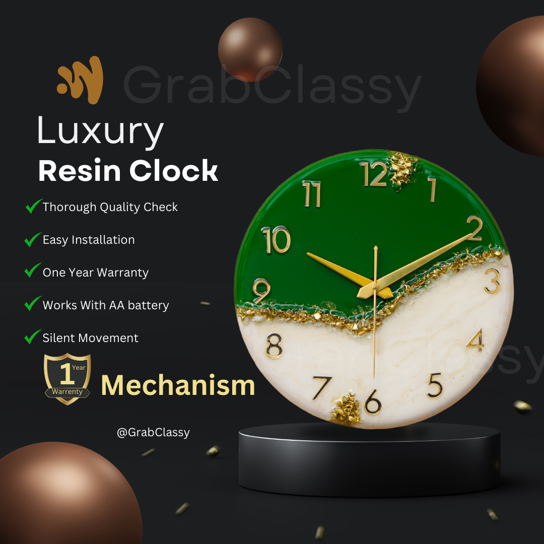 Luxury Silent Wall Clock Green peak 30cm