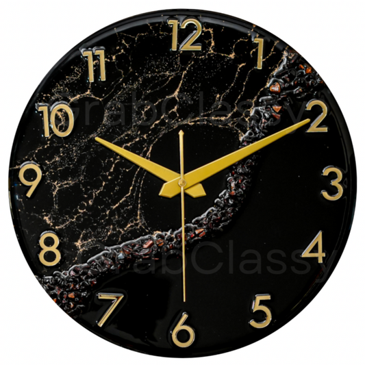 Luxury Silent Wall Clock Black Stunner 30cm