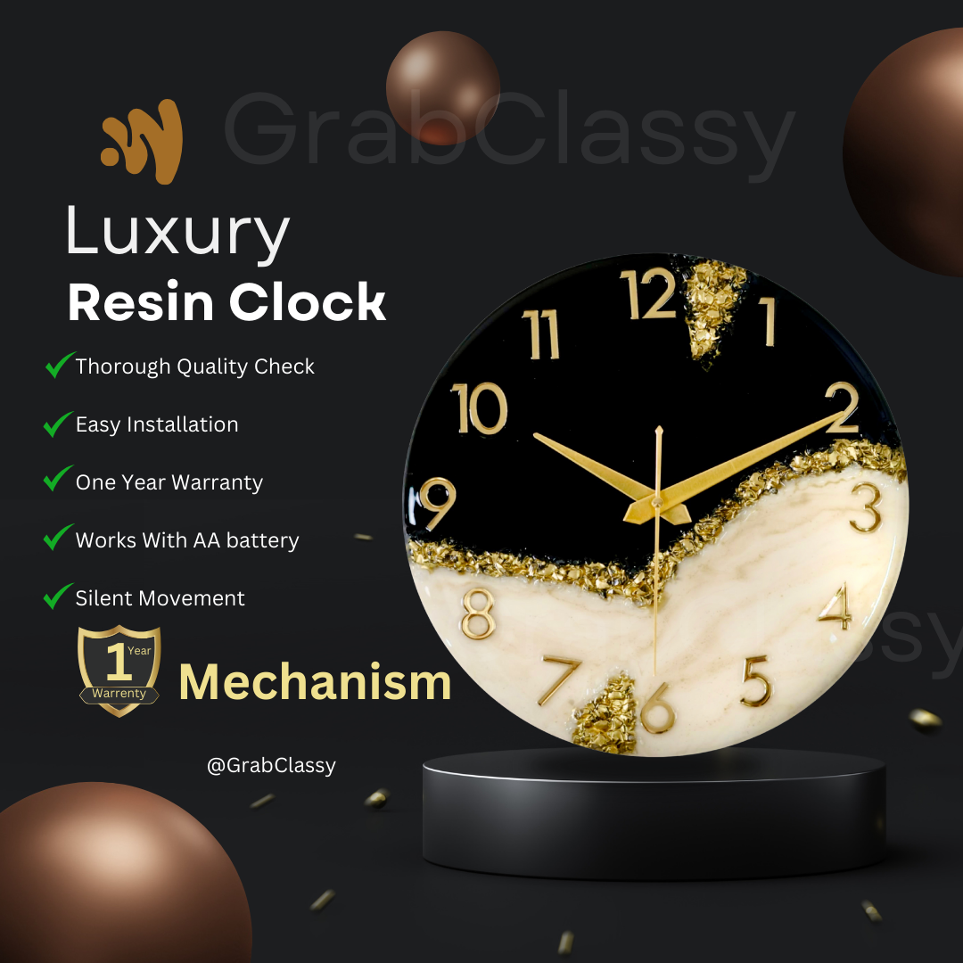 Luxury Silent Wall Clock Black Peak 30cm