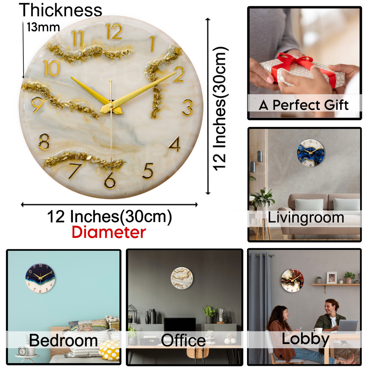 Luxury Silent Wall Clock Desert 30cm