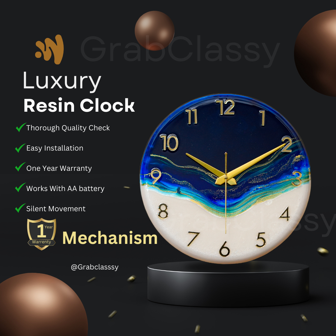 Luxury Silent Wall Clock Royal Blue 30cm