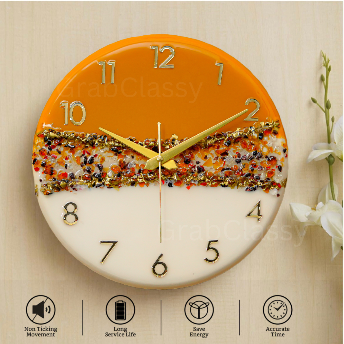 Luxury Silent Wall Clock Crown 30cm